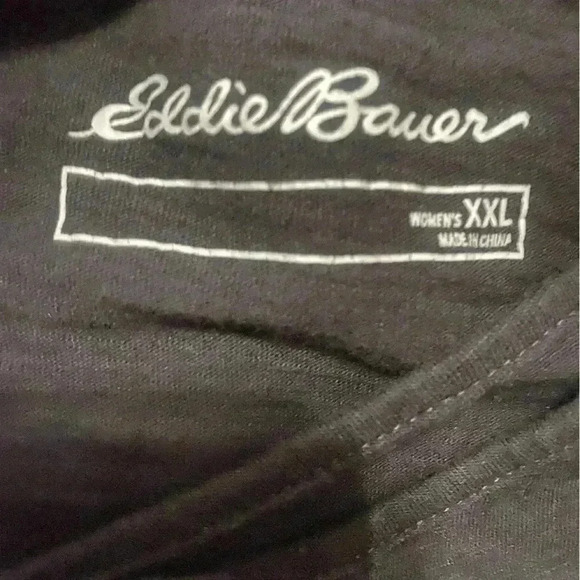 Eddie Bauer Womens 3/4 sleeve criss cross/key hole black shirt, size Small  XXL - Picture 4 of 6